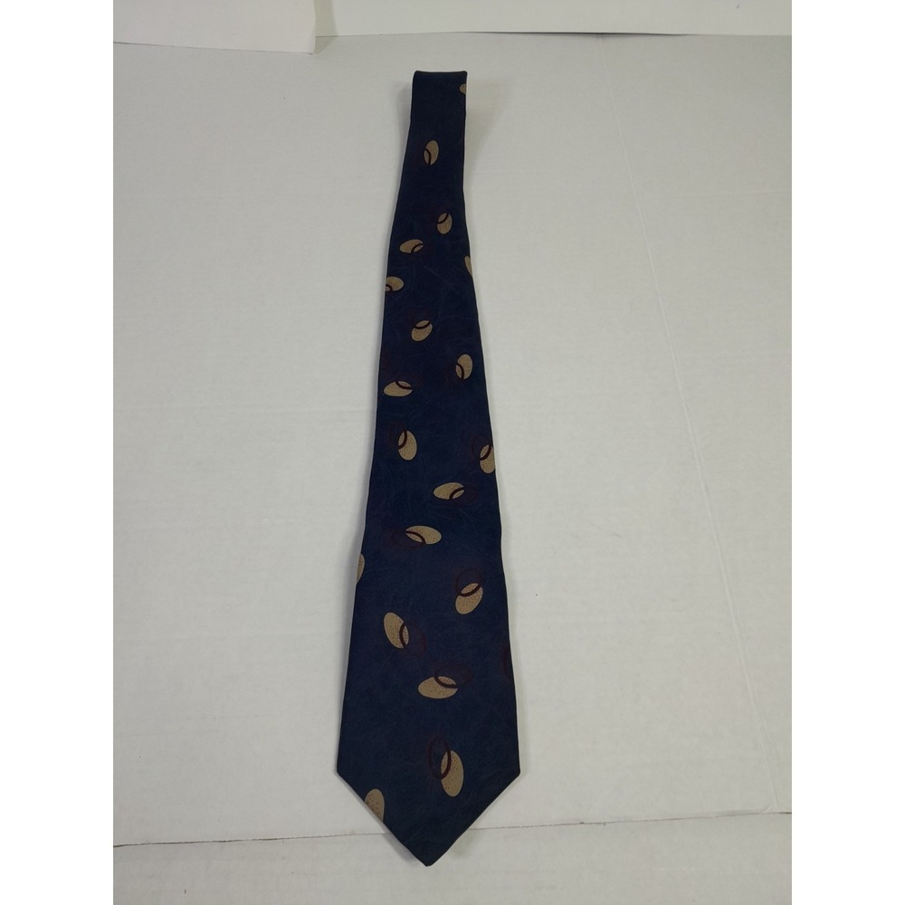 Vintage Givenchy Tie Navy Silk Geometric Abstract Pattern Men'sNecktie